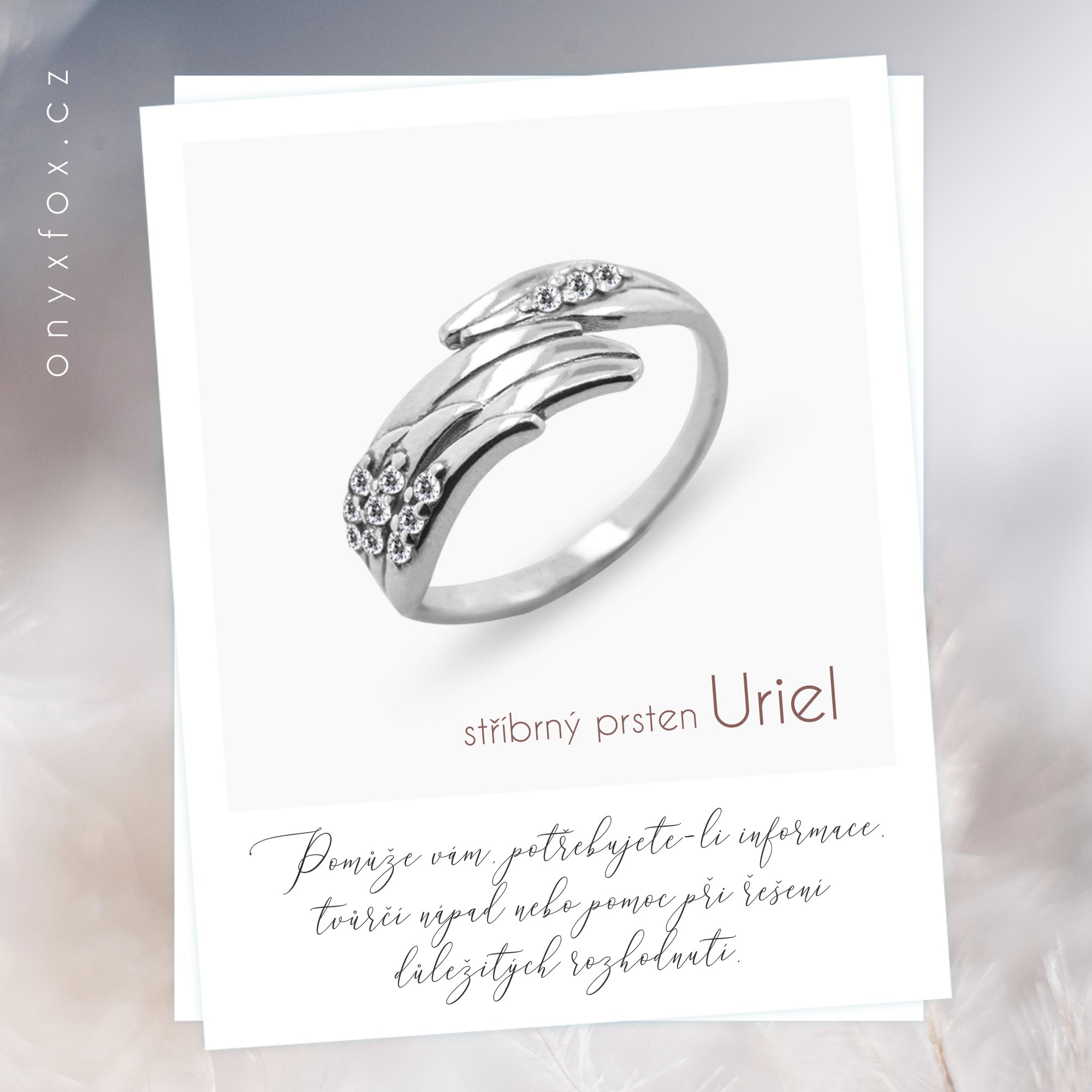 stříbrný prsten křídla Uriel
