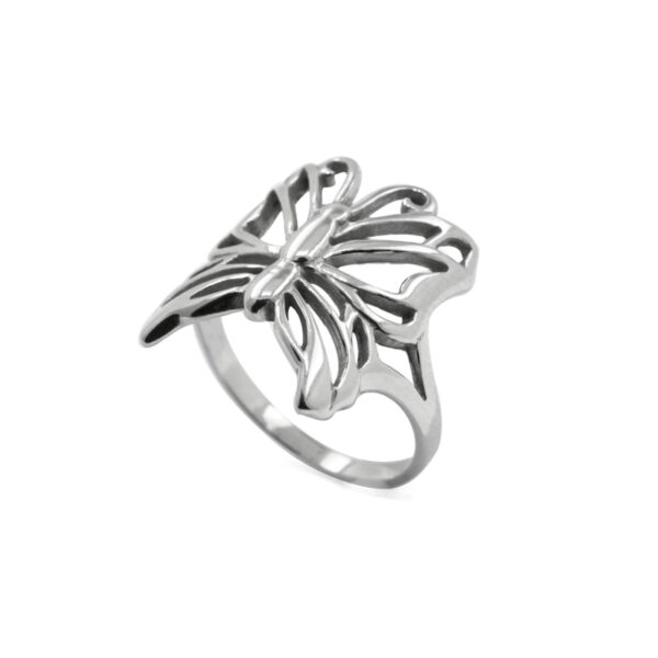 stříbrný prsten motýl