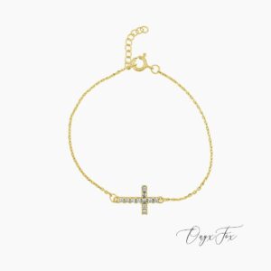 zlatý náramek křížek s kamínky šperky onyx fox kulatý