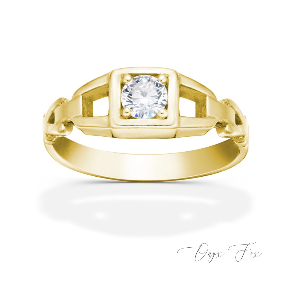moderní zlatý zásnubní prsten