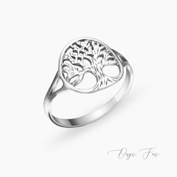 stříbrný prsten strom života onyx fox