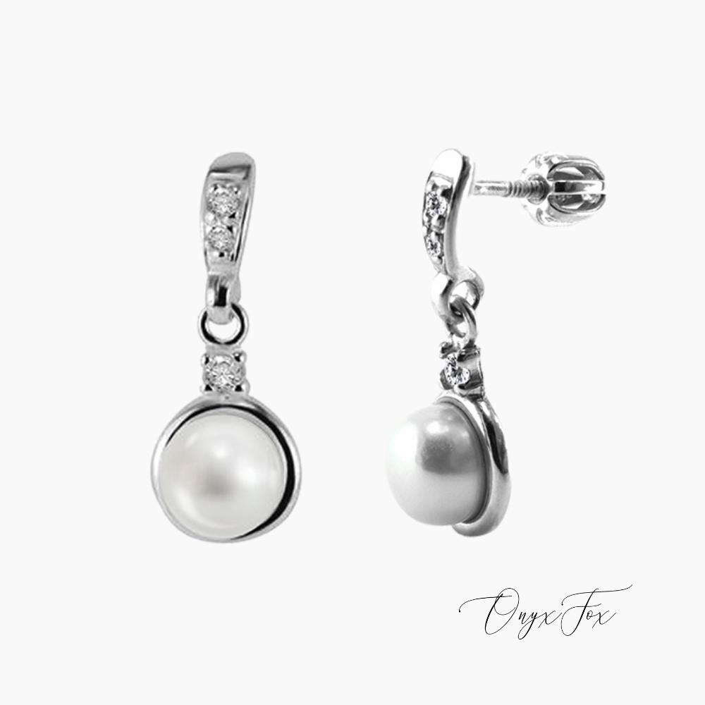 stříbrné náušnice s perlami a zirkony Onyx Fox