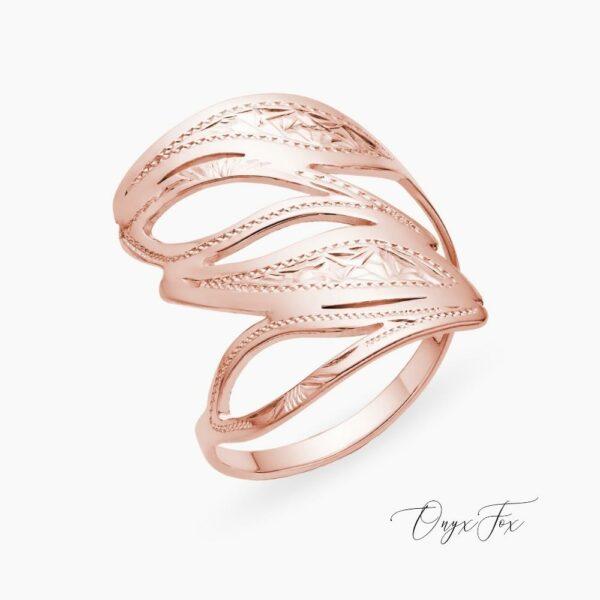 Feya prsten růžové zlato onyx fox z úhlu