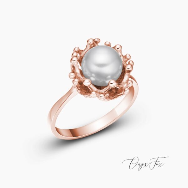 prsten s perlou růžové zlato