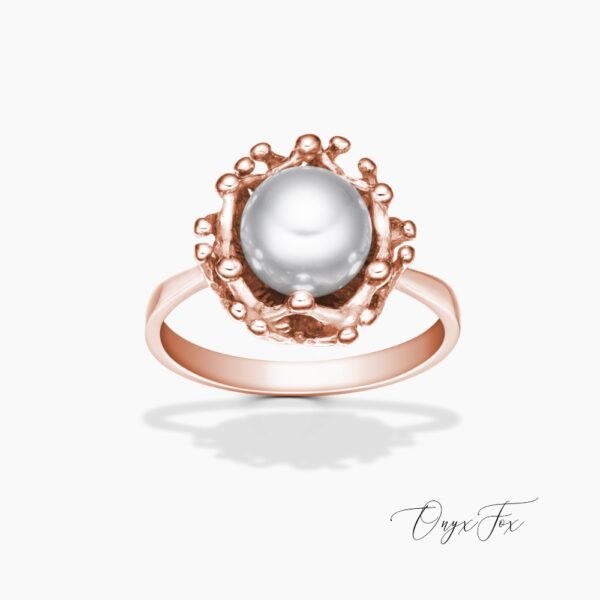 prsten s perlou růžové zlato