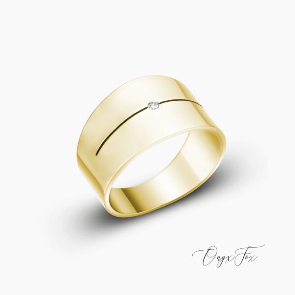 Riley moderní zlatý prsten se zirkonem onyx fox z úhlu