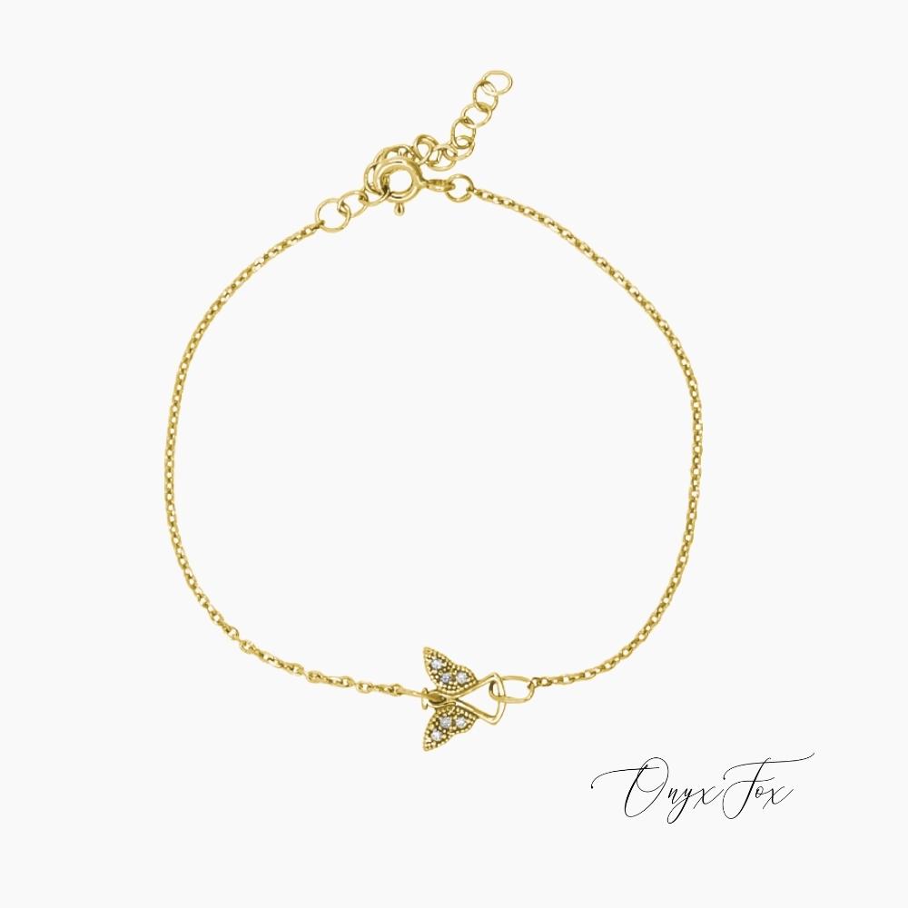 Anděl s kamínky mini zlatý náramek šperky onyx fox