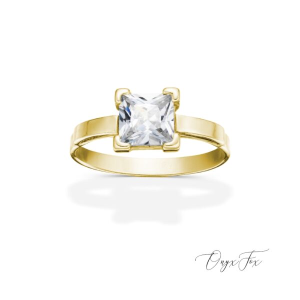 Arianne zlatý zásnubní prsten se čtvercovým kamenem šperky onyx fox zezhora