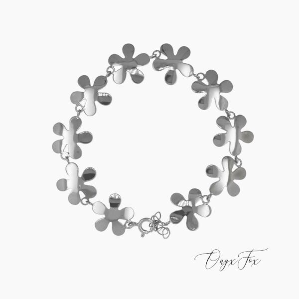 Fleur stříbrný květinový náramek šperky onyx fox