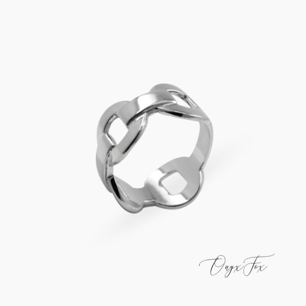 Link stříbrný prsten bílé zlato šperky onyx fox z úhlu