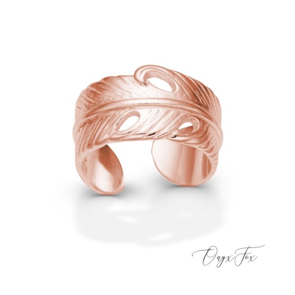 Peříčko prsten růžové zlato šperky onyx fox zezhora