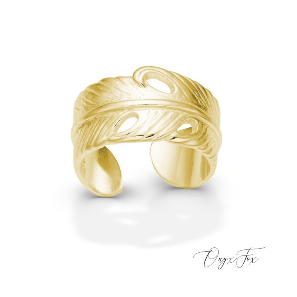 Peříčko zlatý prsten šperky onyx fox zezhora