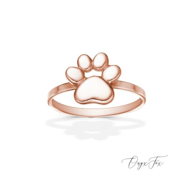 Pinkie prsten pacička psí tlapka růžové zlato šperky onyx fox zezhora