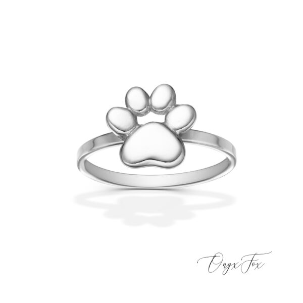 Pinkie stříbrný prsten pacička psí tlapka šperky onyx fox zezhora