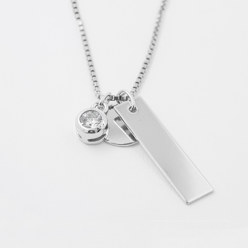 Jocelyn stříbrný personalizovaný náhrdelník se zirkonem onyx fox