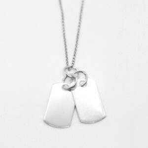 dvě destičky stříbrný personalizovaný náhrdelník šperky onyx fox
