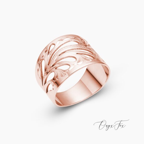 Elfie prsten růžové zlato onyx fox z úhlu