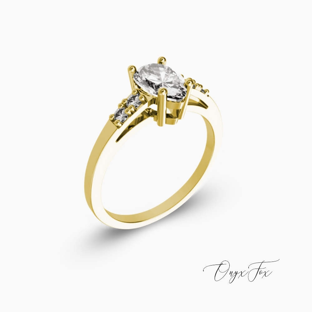 Elizabeth zlatý prsten onyx fox z úhlu