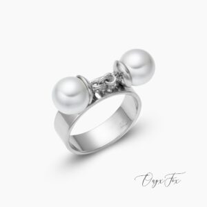 la perla stříbrný prsten s perlami onyx fox z úhlu